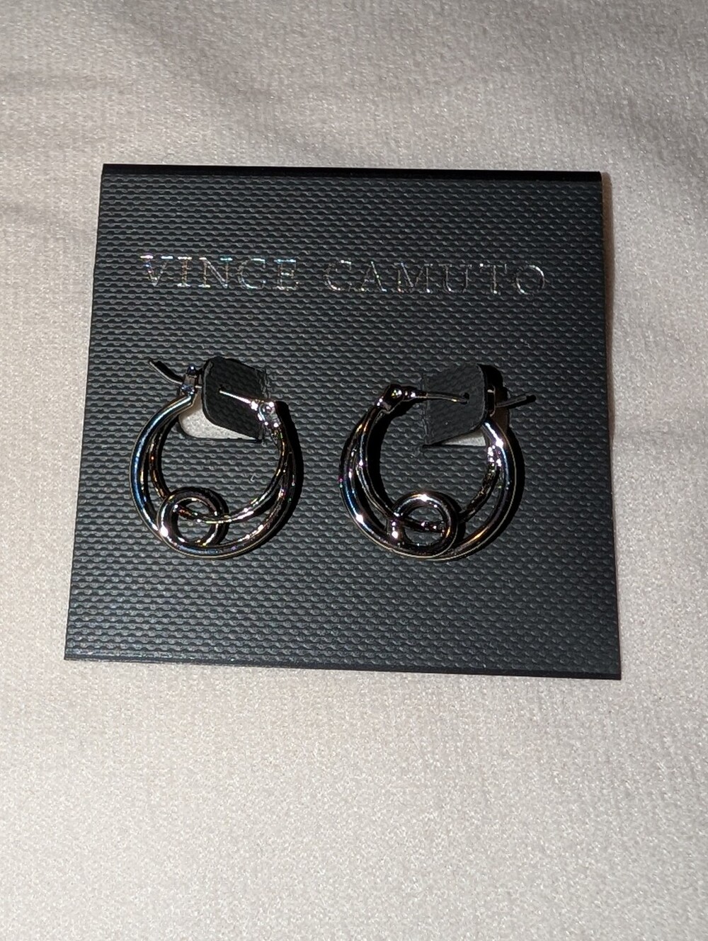 Vince Camuto Polished Silver Twisted Hoop Earrings